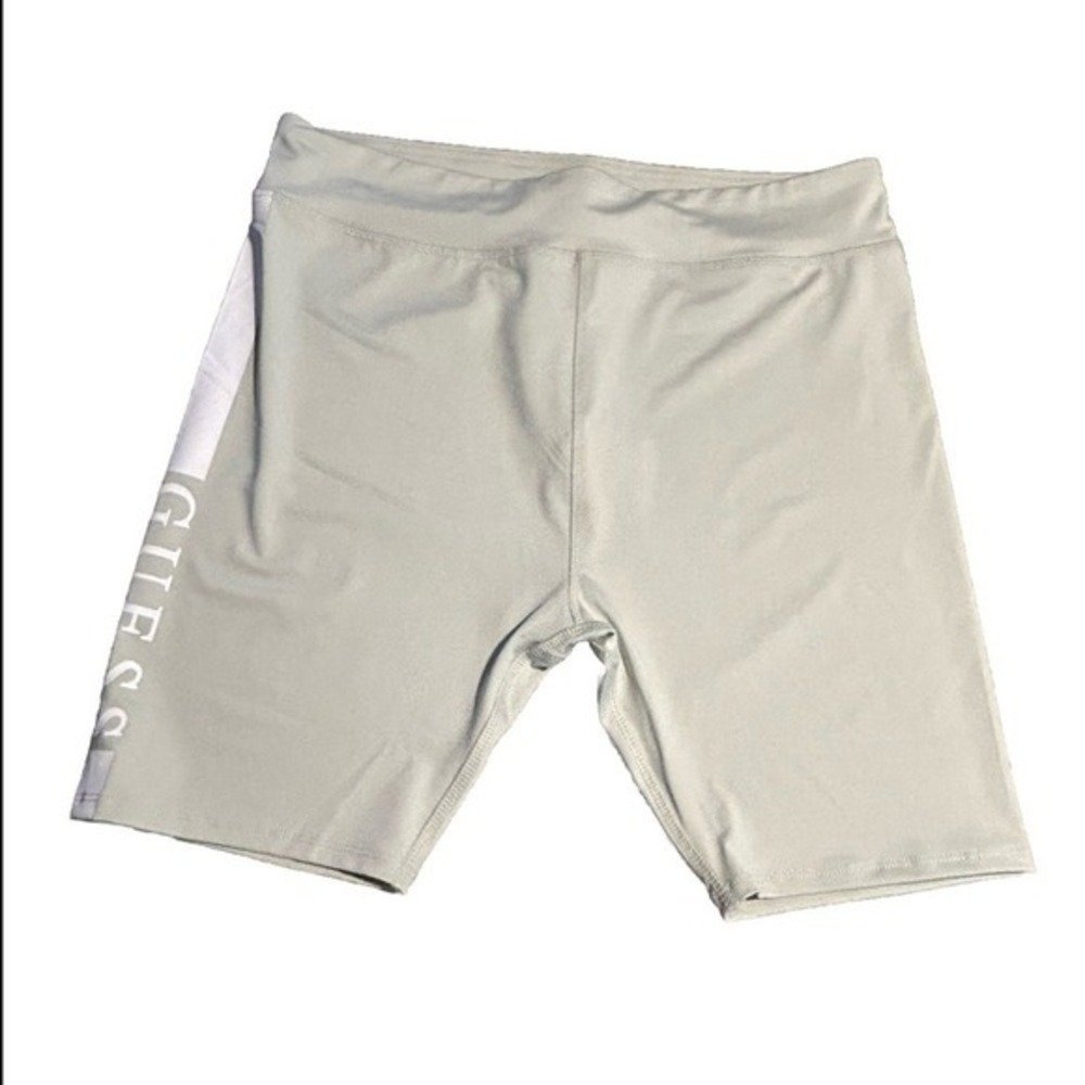 Guess Xolani Logo Biker Shorts Womens L High Rise Sage Green NWT Athleisure